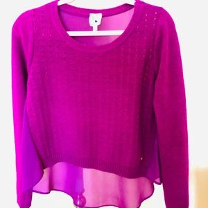 Fuchsia sweater with georgette back.